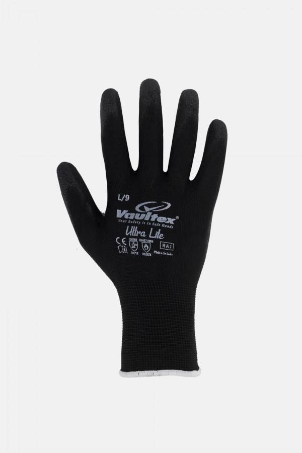 Black Ultra Lite PU Coated Gloves